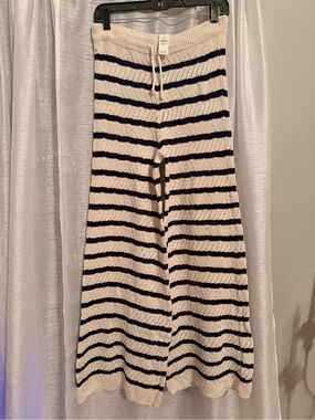 Aerie Crochet Party Pants creme and navy striped